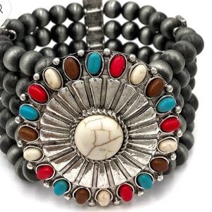 Multicolor Beaded Bracelet with Silver Accents